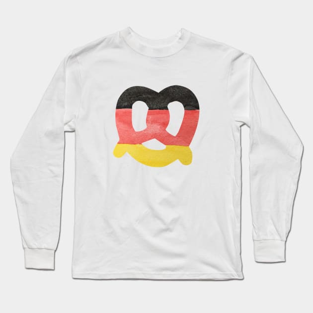 Pretzel in Hand-Painted Water Colors of German Flag Long Sleeve T-Shirt by podartist